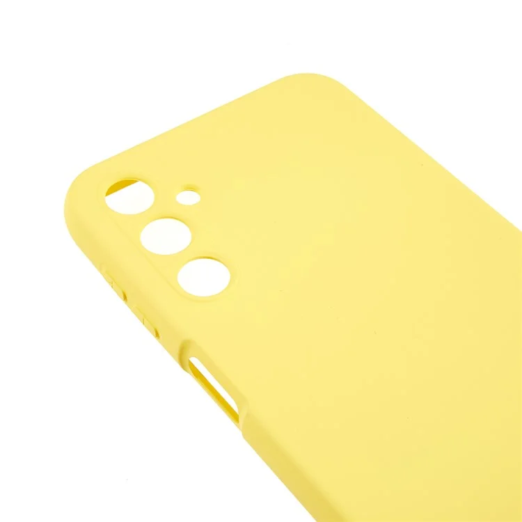 For Samsung Galaxy A24 4G (162.1 x 77.6 x 8.3mm) Precise Cutout Soft TPU Phone Case 2.0mm Liquid Silicone Texture Arc Edge Anti-drop Cover - Yellow