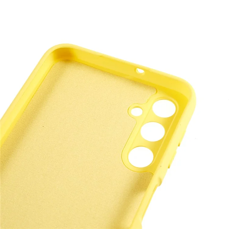 For Samsung Galaxy A24 4G (162.1 x 77.6 x 8.3mm) Precise Cutout Soft TPU Phone Case 2.0mm Liquid Silicone Texture Arc Edge Anti-drop Cover - Yellow
