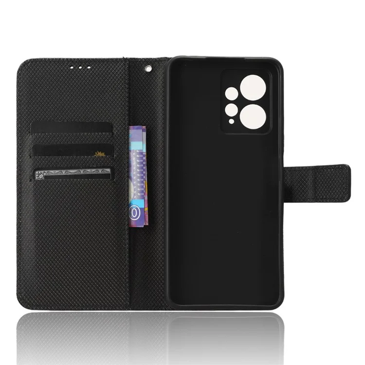 Für Xiaomi Redmi Note 12 4G Smartphone-Hülle Ledertasche mit Diamantstruktur - Schwarz