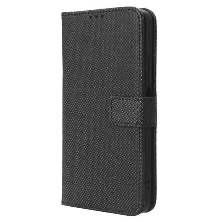 Für Xiaomi Redmi Note 12 4G Smartphone-Hülle Ledertasche mit Diamantstruktur - Schwarz