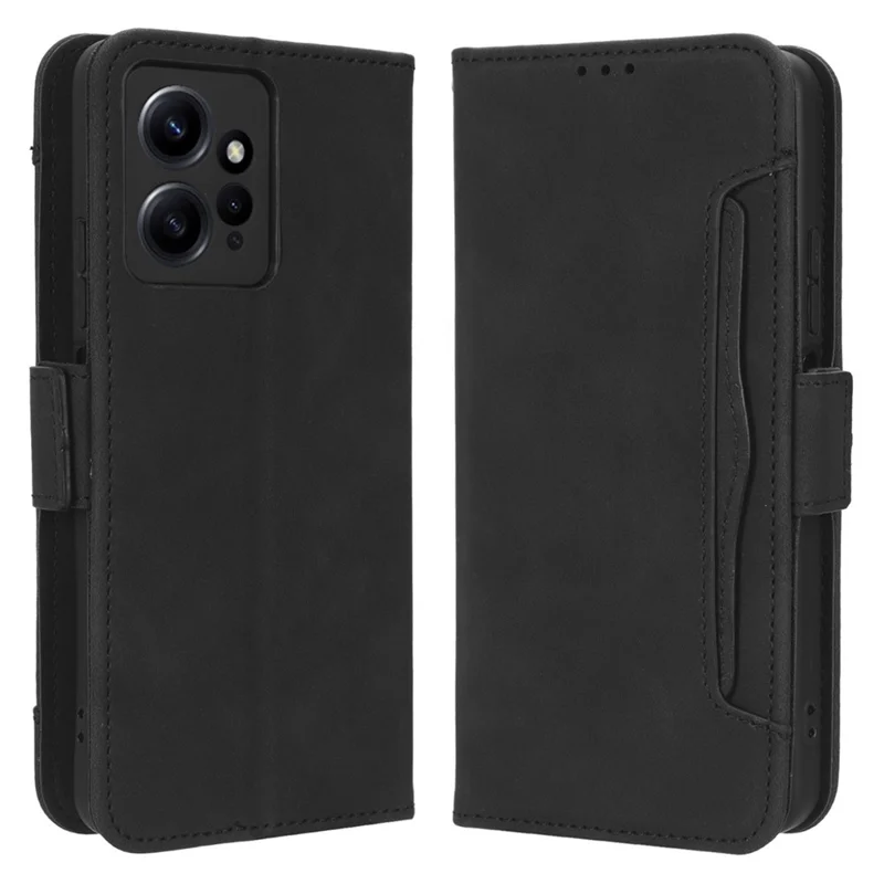 Custodia per telefono con più slot per schede per Xiaomi Redmi Note 12 4G Wallet Stand Custodia in pelle - Nero