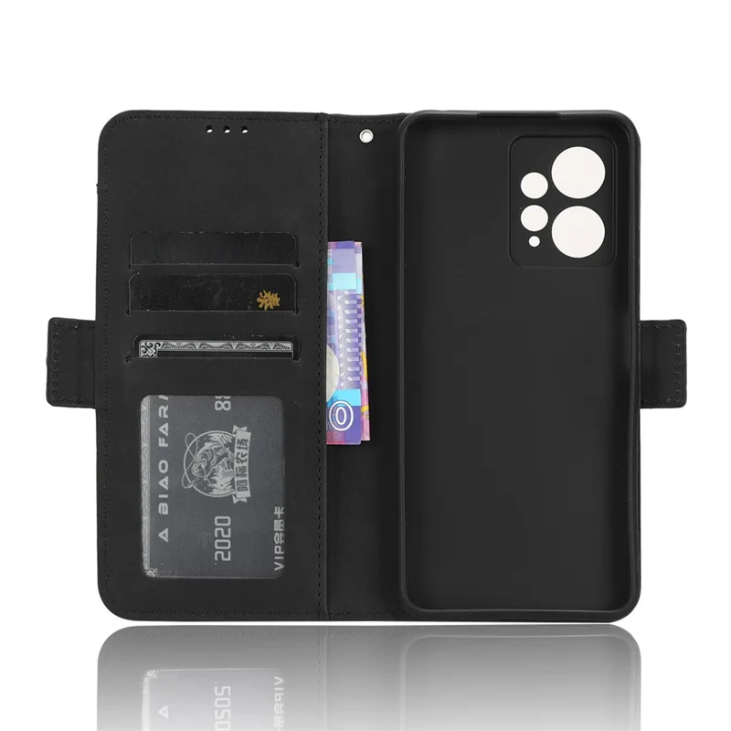 Custodia per telefono con più slot per schede per Xiaomi Redmi Note 12 4G Wallet Stand Custodia in pelle - Nero