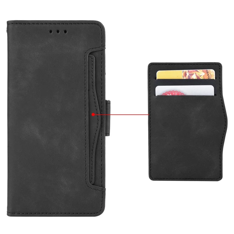 Custodia per telefono con più slot per schede per Xiaomi Redmi Note 12 4G Wallet Stand Custodia in pelle - Nero