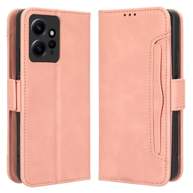 Multiple Card Slots Phone Case for Xiaomi Redmi Note 12 4G Wallet Stand Leather Phone Cover - Pink