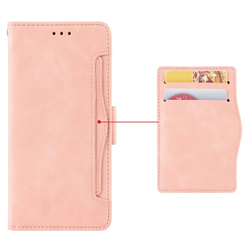Multiple Card Slots Phone Case for Xiaomi Redmi Note 12 4G Wallet Stand Leather Phone Cover - Pink
