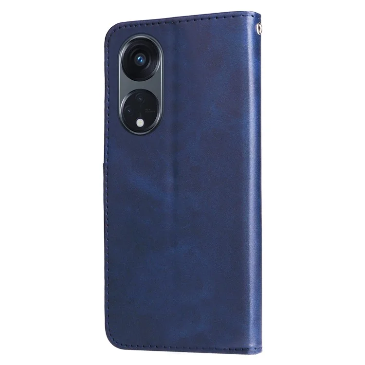 Para Oppo Reno8 T 5G / A1 Pro 5G Zipper Pocket Phone Stand Case Calf Texture Leather Wallet Phone Cover - Azul