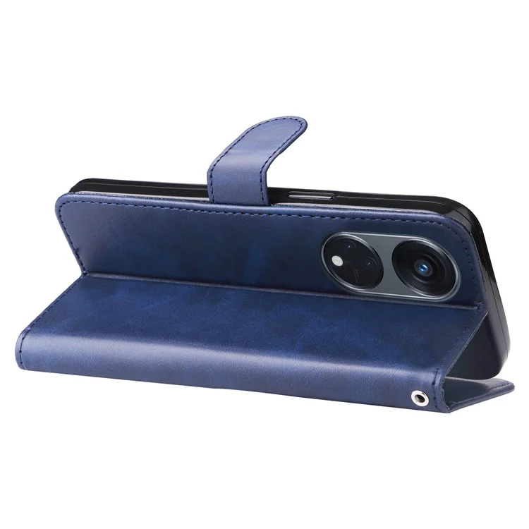 Para Oppo Reno8 T 5G / A1 Pro 5G Zipper Pocket Phone Stand Case Calf Texture Leather Wallet Phone Cover - Azul