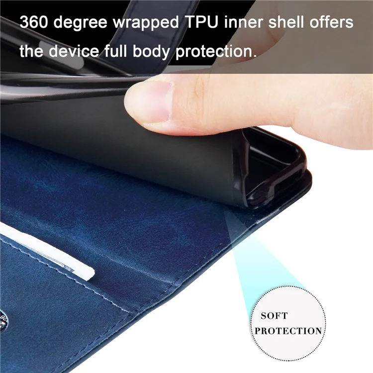 Para Oppo Reno8 T 5G / A1 Pro 5G Zipper Pocket Phone Stand Case Calf Texture Leather Wallet Phone Cover - Azul