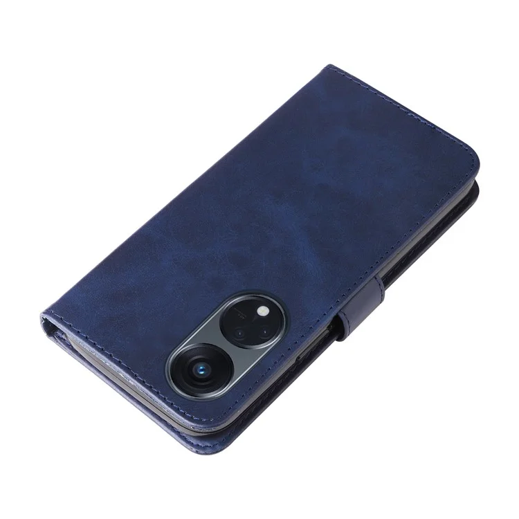 Para Oppo Reno8 T 5G / A1 Pro 5G Zipper Pocket Phone Stand Case Calf Texture Leather Wallet Phone Cover - Azul