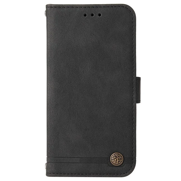 Para Oppo Reno8 T 5G / A1 Pro 5G Funda de Teléfono de Piel Grabada con Líneas Tacto Piel Billetera Soporte Cubierta del Teléfono - Negro