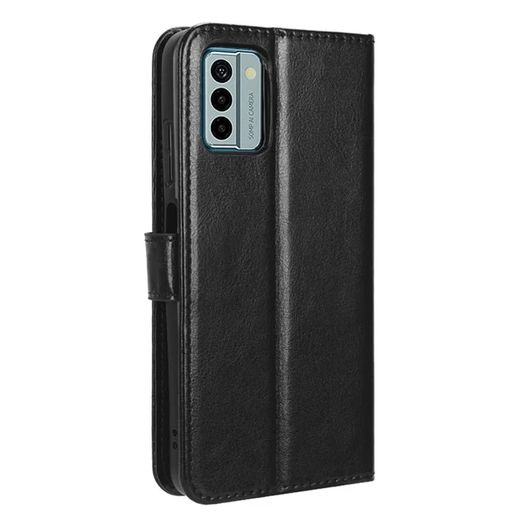 Für Nokia G22 Wallet Phone Case PU Leder Crazy Horse Textur Flip Folio Cover mit Ständer - Schwarz