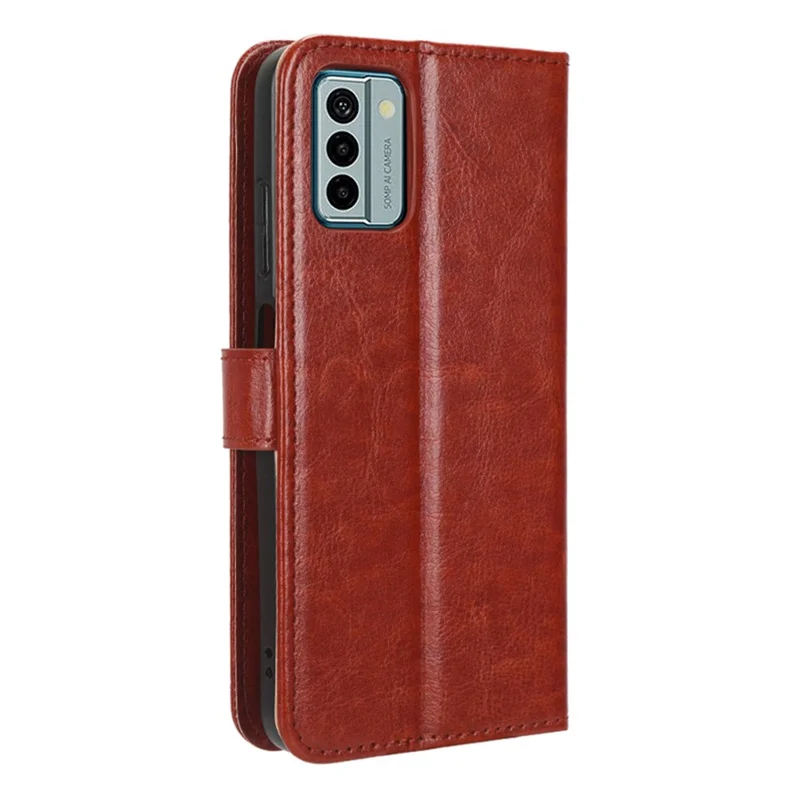 For Nokia G22 Wallet Phone Case PU Leather Crazy Horse Texture Flip Folio Cover with Stand - Brown