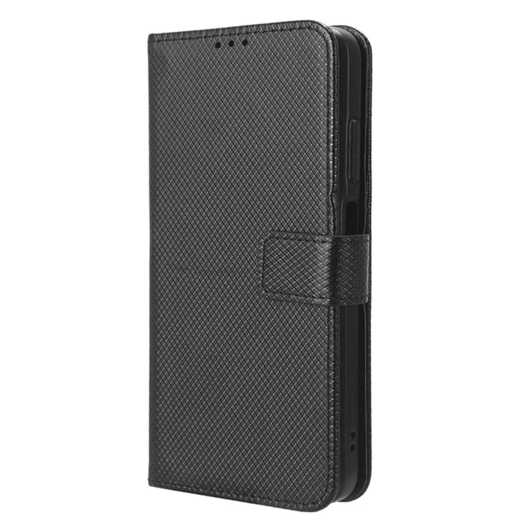 Für Nokia G22 Flip Book Stand PU-Leder Schutzhülle Diamantstruktur Brieftasche Handyhülle - Schwarz