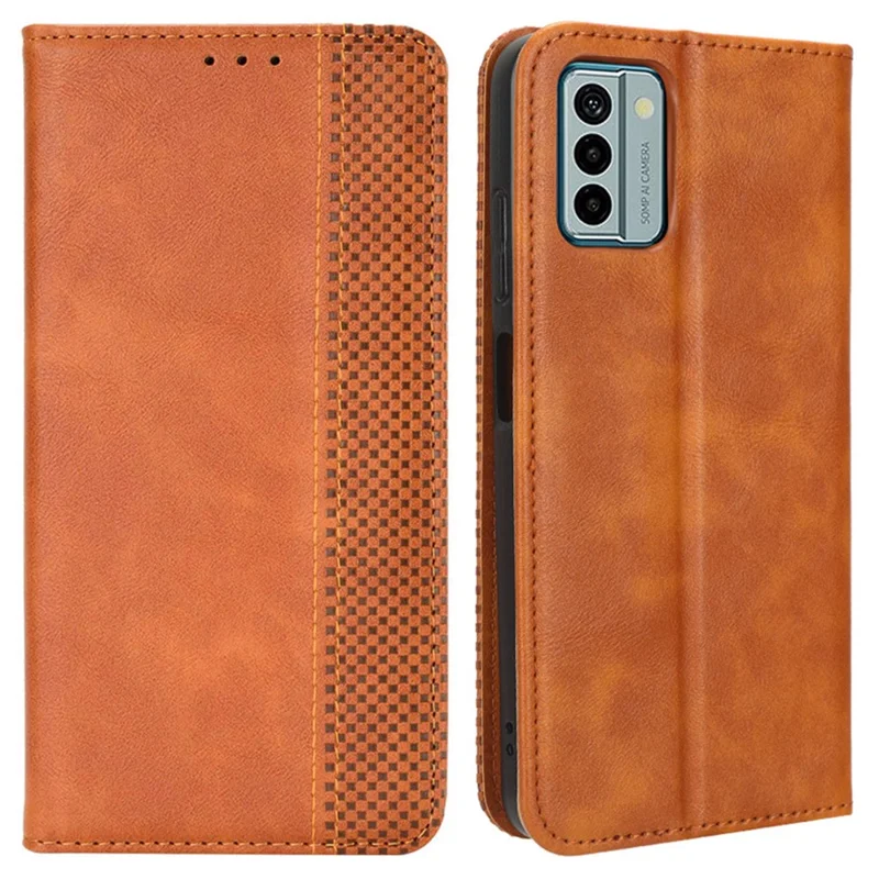 For Nokia G22 PU Leather Retro Phone Case Wallet Stand Magnetic Flip Cover - Brown
