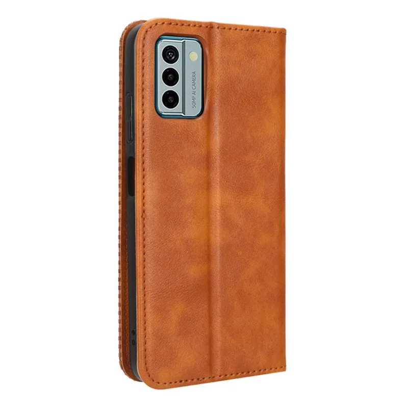 For Nokia G22 PU Leather Retro Phone Case Wallet Stand Magnetic Flip Cover - Brown