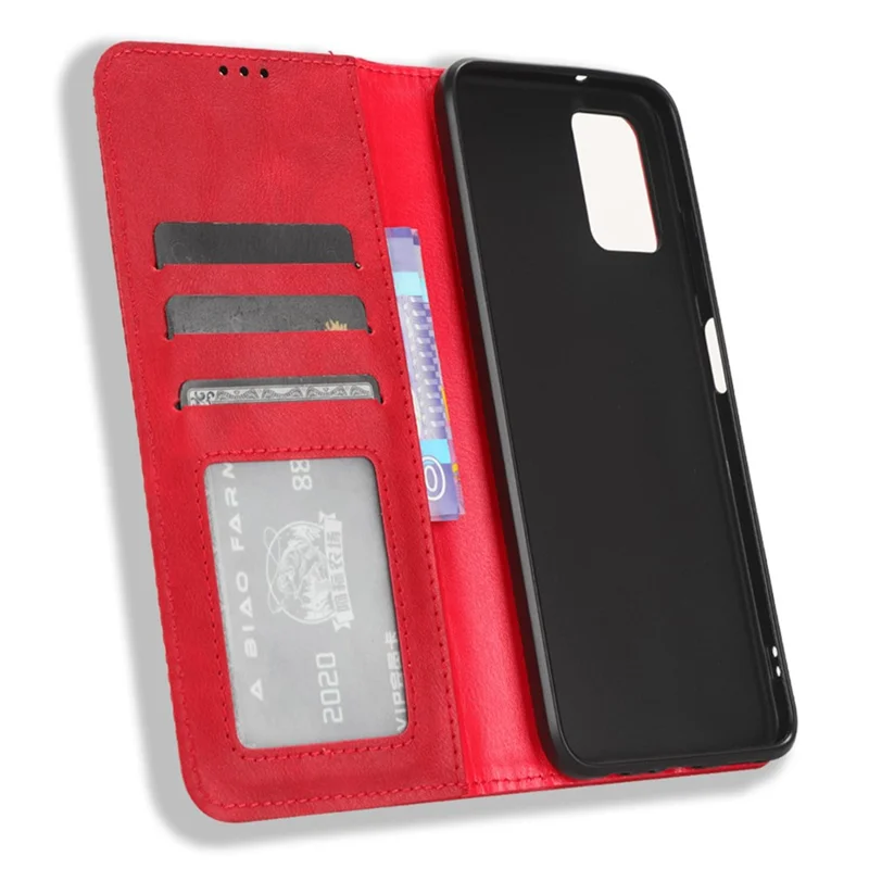 For Nokia G22 PU-læder Retro telefonbeskytning med tegnebog og stander, magnetisk flipdæksel - Rød