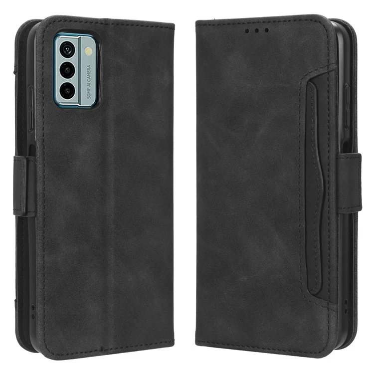 Per Nokia G22 PU Leather Wallet Case Multiple Card Slots Stand Protective Phone Cover - Nero