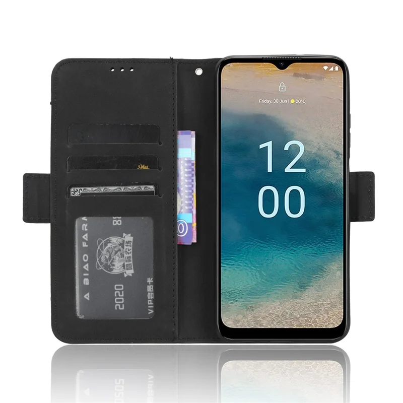 Per Nokia G22 PU Leather Wallet Case Multiple Card Slots Stand Protective Phone Cover - Nero