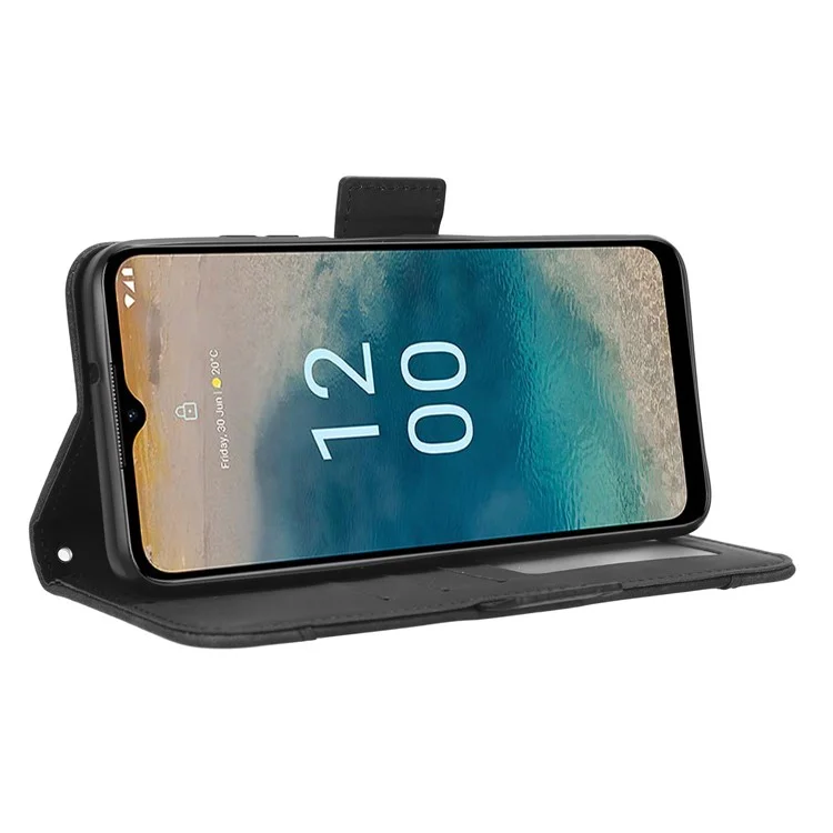 Per Nokia G22 PU Leather Wallet Case Multiple Card Slots Stand Protective Phone Cover - Nero