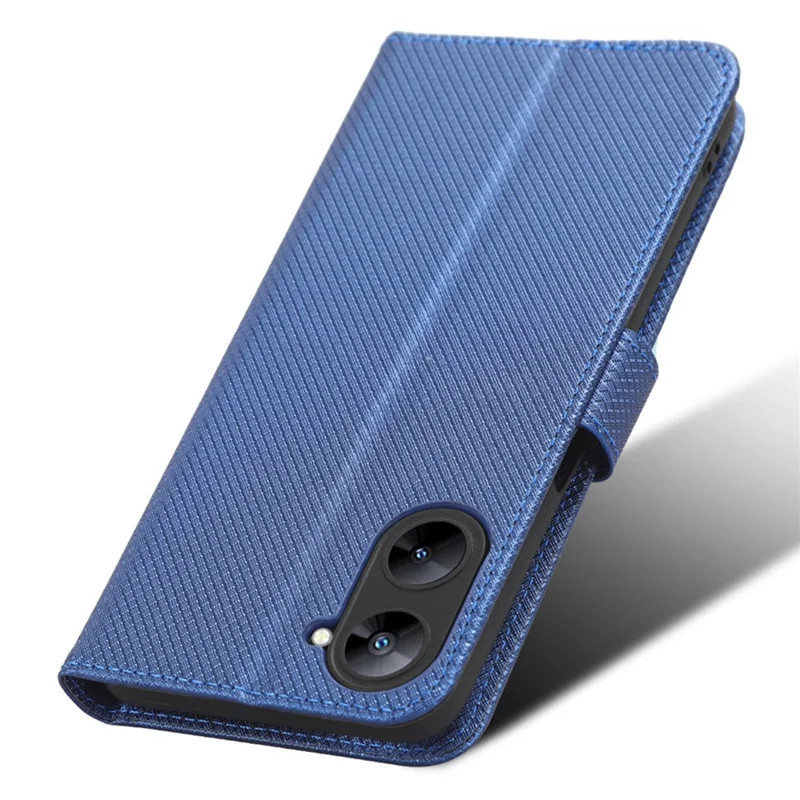 For Realme V30 5G / V30t PU Leather Phone Case Diamond Texture Phone Cover with Wallet Stand - Blue