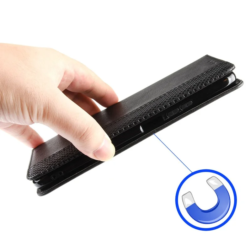 For Realme V30 5G / V30t PU Leather Wallet Phone Case Retro Mobile Phone Stand Cover - Black