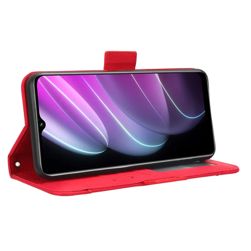 For Realme V30 5G / V30t Multiple Card Slots Phone Case PU Leather Stand Wallet Phone Cover - Red