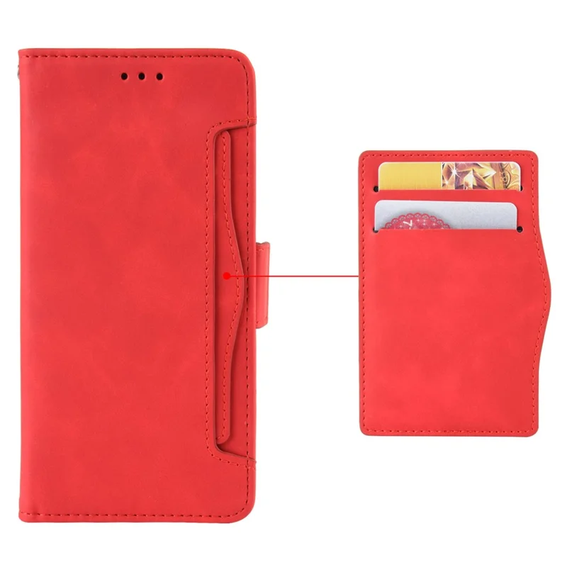 For Realme V30 5G / V30t Multiple Card Slots Phone Case PU Leather Stand Wallet Phone Cover - Red