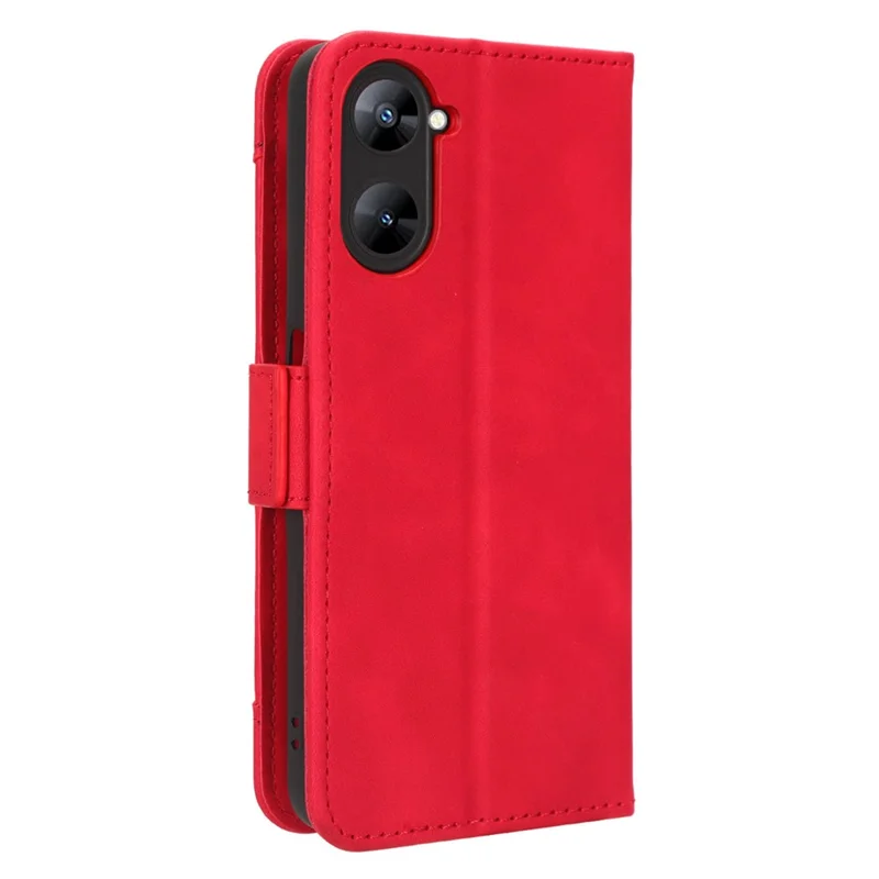 For Realme V30 5G / V30t Multiple Card Slots Phone Case PU Leather Stand Wallet Phone Cover - Red