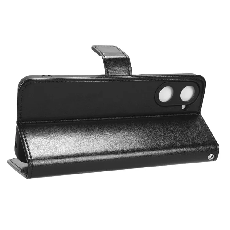 Для Realme V30 5G / V30t Crazy Horse Texture Wallet Phone Case PU Leather Phone Stand Cover - Чёрный