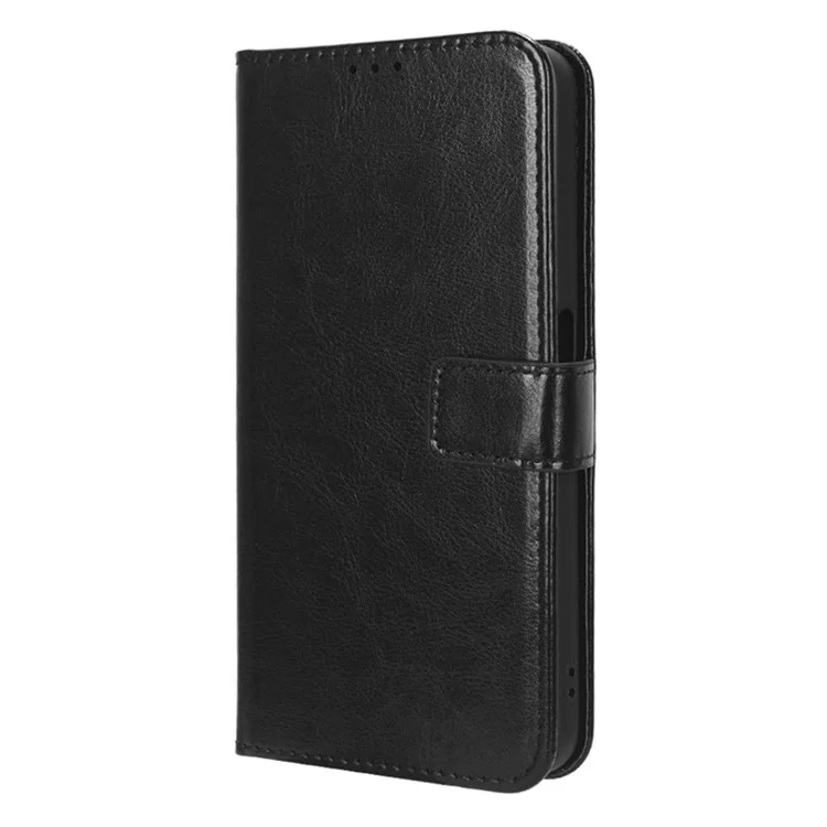 Для Realme V30 5G / V30t Crazy Horse Texture Wallet Phone Case PU Leather Phone Stand Cover - Чёрный
