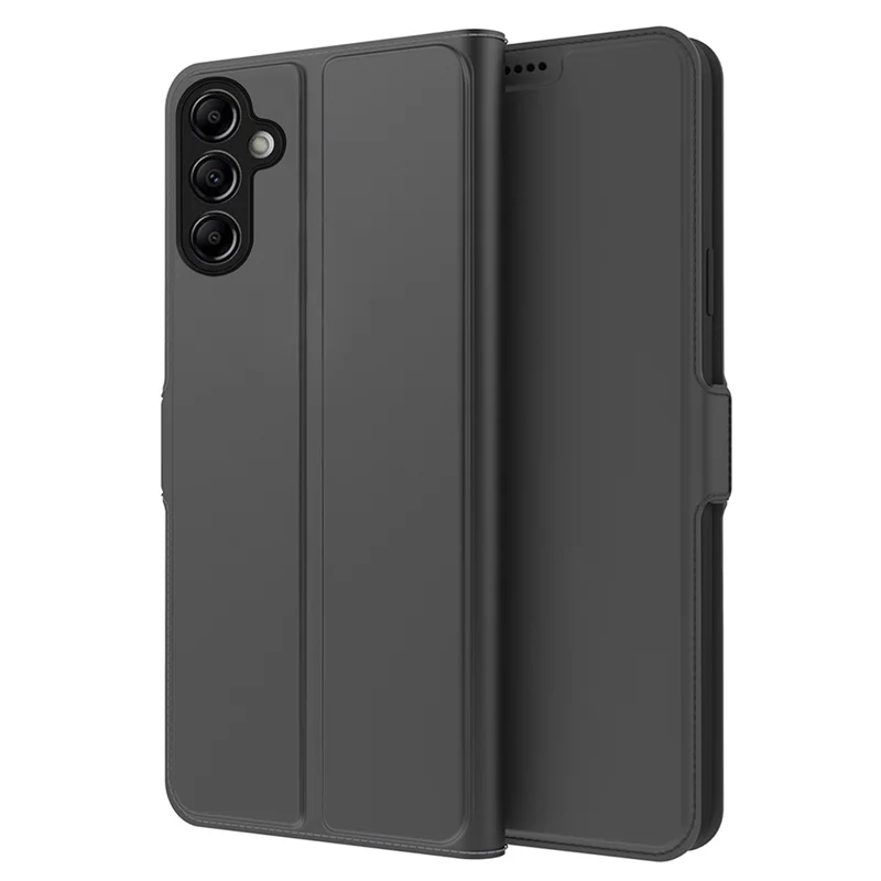 For Samsung Galaxy A14 4G / 5G Phone Case PU Leather TPU Stand Phone Cover with Card Holder - Black