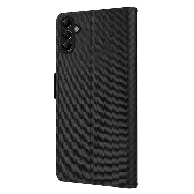 For Samsung Galaxy A14 4G / 5G Leather Flip Case Card Holder Stand Makeup Mirror Phone Case - Black
