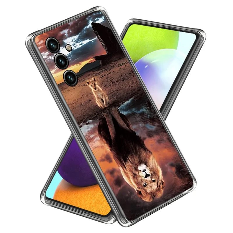Para Samsung Galaxy M54 5G Padrão de Impressão de Estojo do Telefone IMD Anti-Drop Soft TPU Tampa - Leão