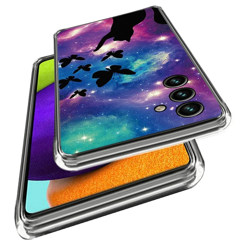 Per Samsung Galaxy M14 Coperchio di Spazione IMD TPU Soft TPU - Gatto e Farfalle
