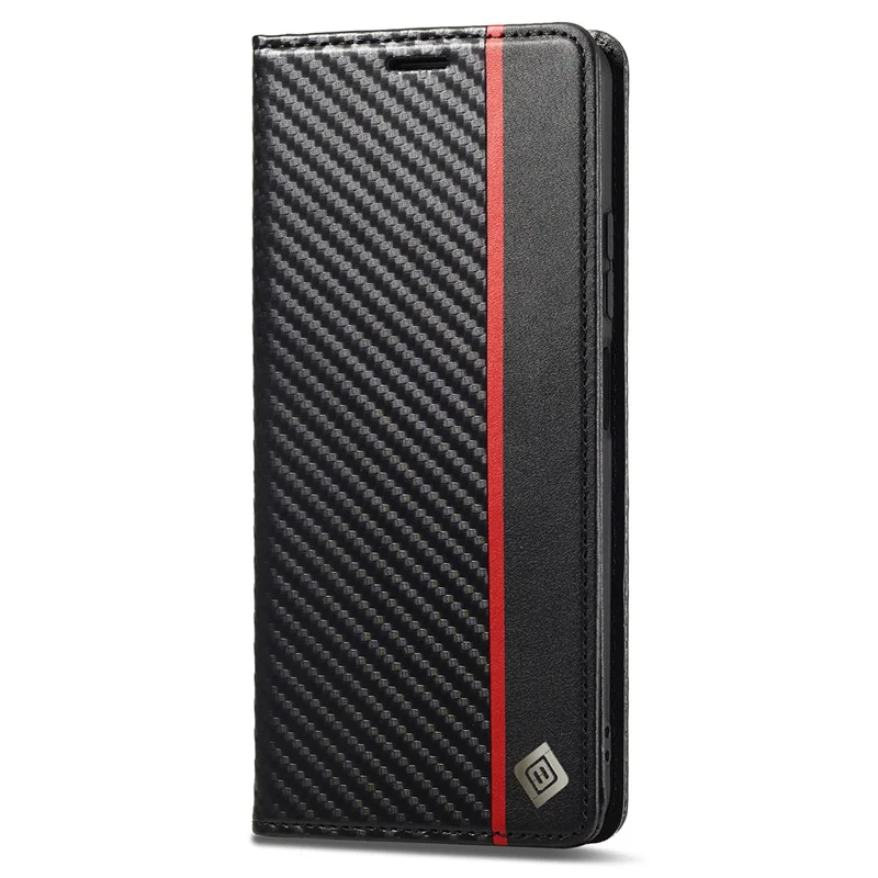 LC.IMEEKE For Xiaomi Redmi Note 12 4G Leather Phone Case Carbon Fiber Texture Phone Wallet Stand Cover - Vertical Stripe