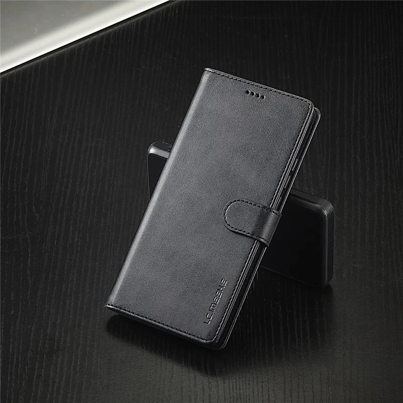 LC.IMEEKE Pour Xiaomi Redmi Note 12 4G Étui de téléphone à rabat Calf Texture PU Leather Stand Phone Cover - Noir