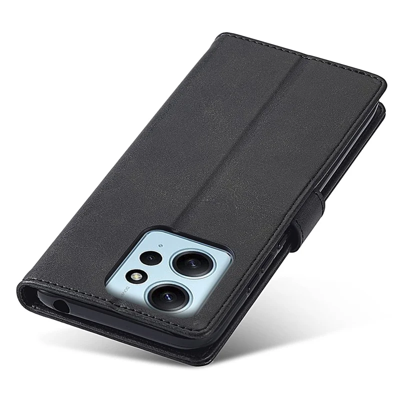 LC.IMEEKE Pour Xiaomi Redmi Note 12 4G Étui de téléphone à rabat Calf Texture PU Leather Stand Phone Cover - Noir
