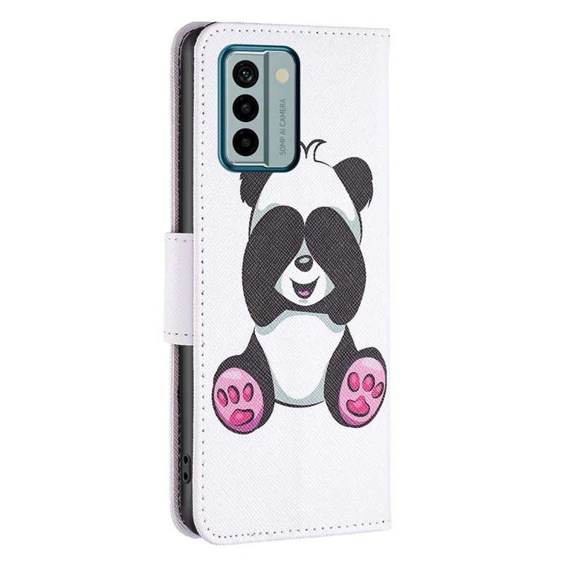 BINFEN COLOR For Nokia G22 Leather Stand Phone Case Pattern Printing Magnetic Clasp Wallet Cover - Panda