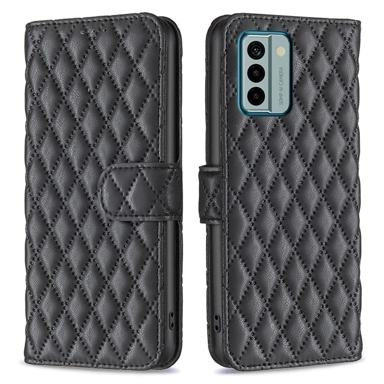 Capa de telefone BINFEN COLOR BF Style-14 para Nokia G22 Capa de carteira de couro com suporte - Preto