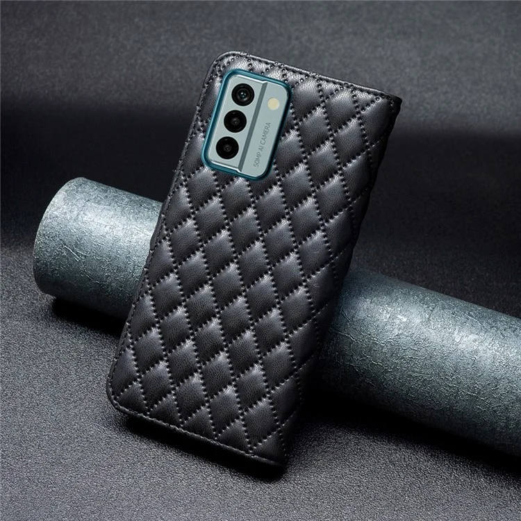 Capa de telefone BINFEN COLOR BF Style-14 para Nokia G22 Capa de carteira de couro com suporte - Preto