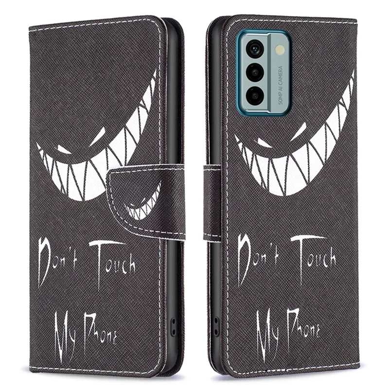 For Nokia G22 Pattern Printing Phone Case Anti-drop PU Leather Wallet Stand Cover - Don't Touch My Phone