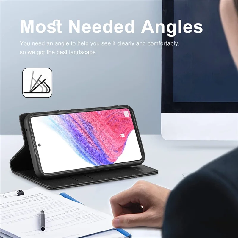 LC.IMEEKE For Samsung Galaxy A54 5G PU Leather RFID Blocking Phone Case Wallet Stand Cover - Black