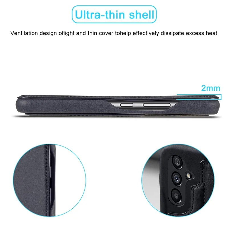 LC.IMEEKE Para Samsung Galaxy A54 5G Stand Leather Phone Case Card Slot Smartphone Cover - Preto