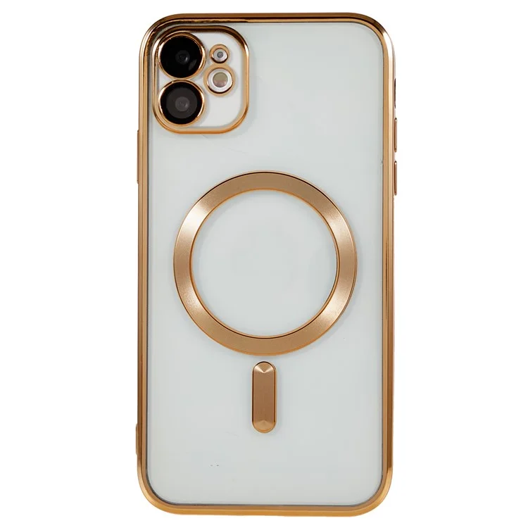 Magnetic Case for iPhone 11 6.1 inch , Soft TPU Precise Cutouts Protective Phone Cover with Lens Film - Gold