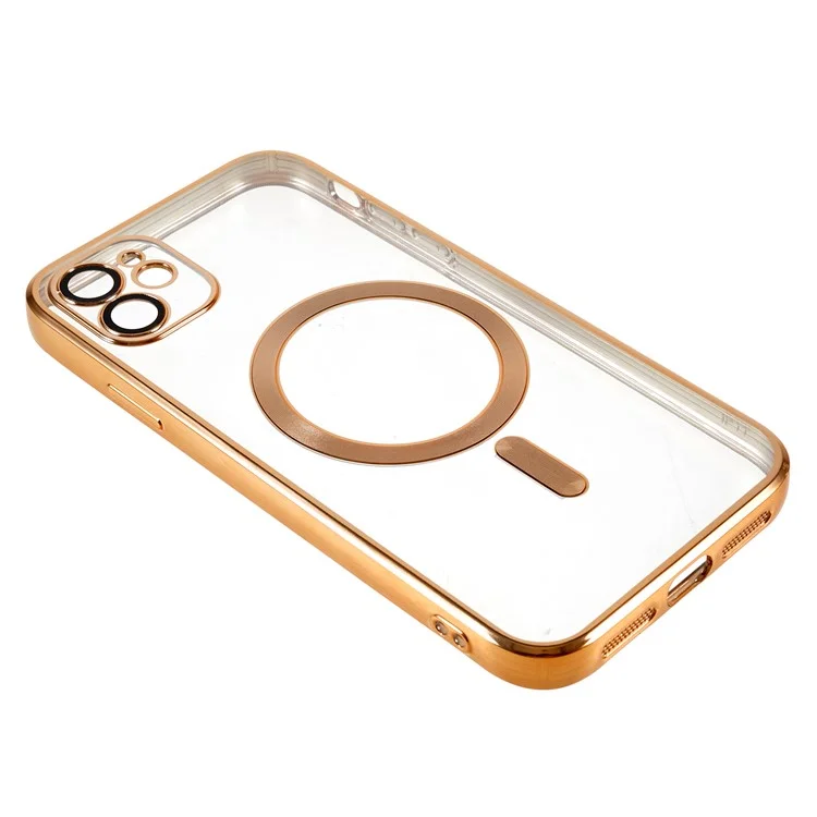 Magnetic Case for iPhone 11 6.1 inch , Soft TPU Precise Cutouts Protective Phone Cover with Lens Film - Gold