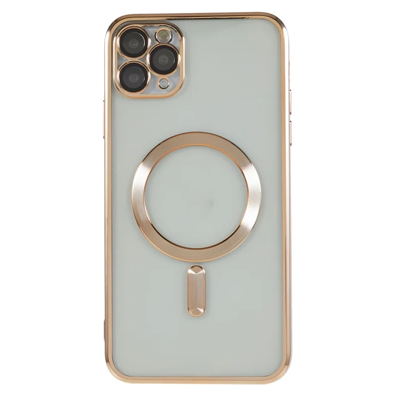 For iPhone 11 Pro Max 6.5 inch Magnetic Case Soft TPU Precise Cutouts Phone Cover with PC Lens Film - Gold