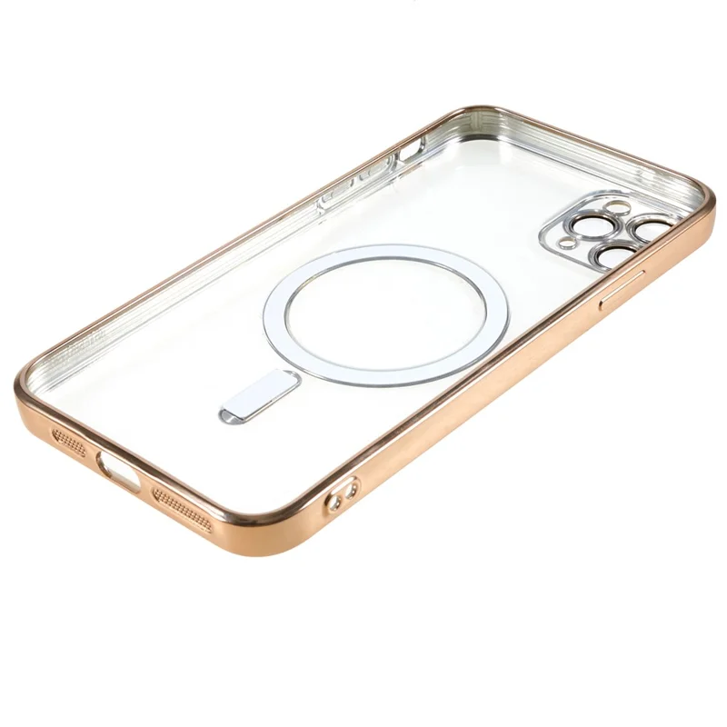 For iPhone 11 Pro Max 6.5 inch Magnetic Case Soft TPU Precise Cutouts Phone Cover with PC Lens Film - Gold