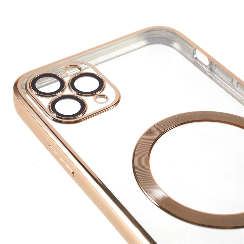 For iPhone 11 Pro Max 6.5 inch Magnetic Case Soft TPU Precise Cutouts Phone Cover with PC Lens Film - Gold