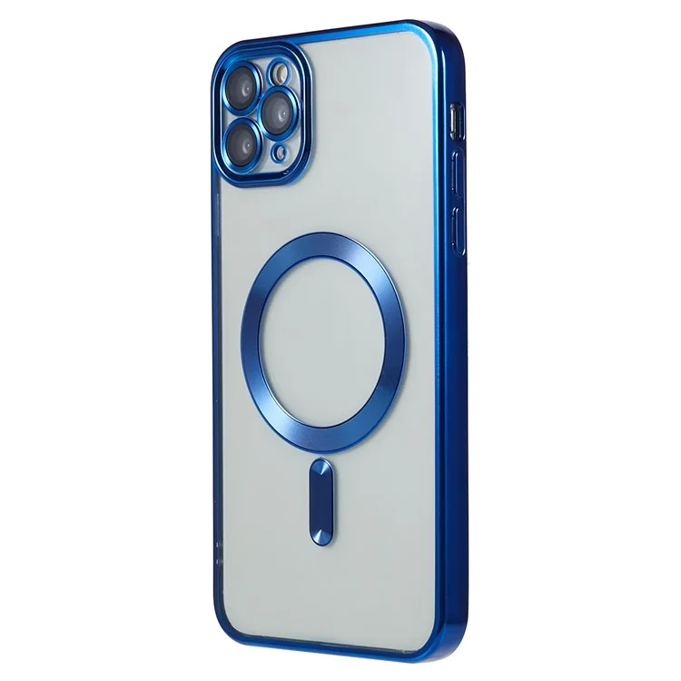 For iPhone 11 Pro 5.8 inch Magnetic Case Compatible with MagSafe Precise Cutouts TPU Phone Cover with Lens Film - Blue