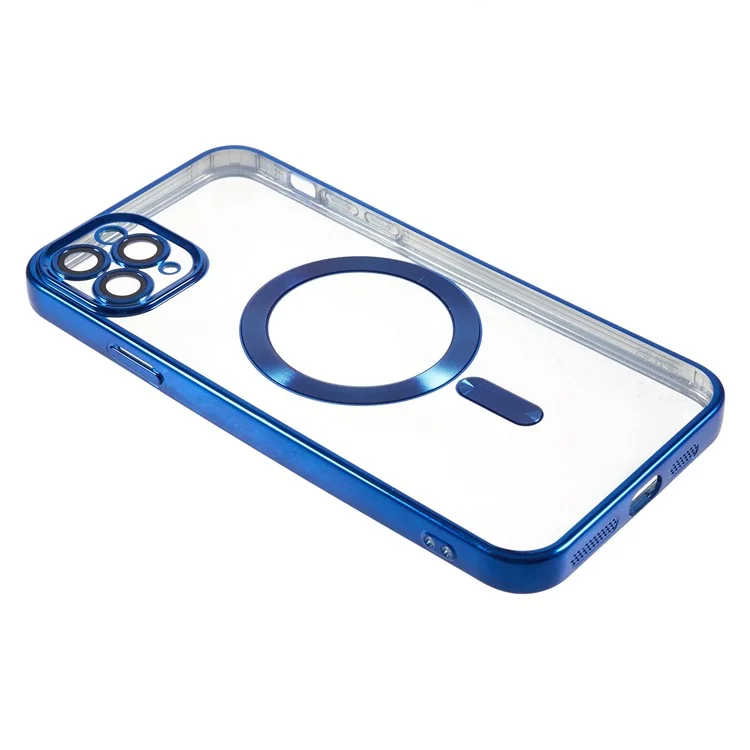 For iPhone 11 Pro 5.8 inch Magnetic Case Compatible with MagSafe Precise Cutouts TPU Phone Cover with Lens Film - Blue
